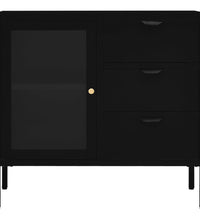 Sideboard Schwarz 75x35x70 cm Stahl und Hartglas