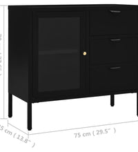 Sideboard Schwarz 75x35x70 cm Stahl und Hartglas