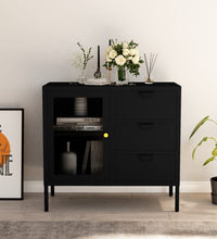 Sideboard Schwarz 75x35x70 cm Stahl und Hartglas