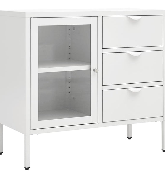 Sideboard Weiß 75x35x70 cm Stahl und Hartglas