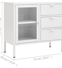 Sideboard Weiß 75x35x70 cm Stahl und Hartglas