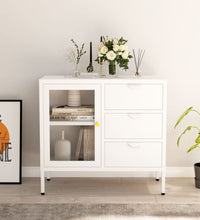 Sideboard Weiß 75x35x70 cm Stahl und Hartglas