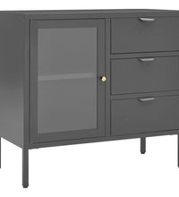 Sideboard Anthrazit 75x35x70 cm Stahl und Hartglas