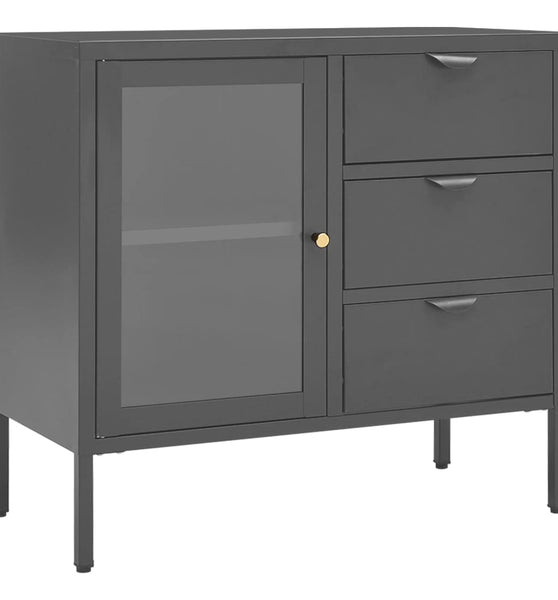 Sideboard Anthrazit 75x35x70 cm Stahl und Hartglas