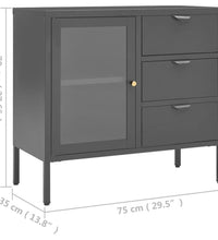 Sideboard Anthrazit 75x35x70 cm Stahl und Hartglas