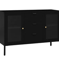 Sideboard Schwarz 105x35x70 cm Stahl und Hartglas