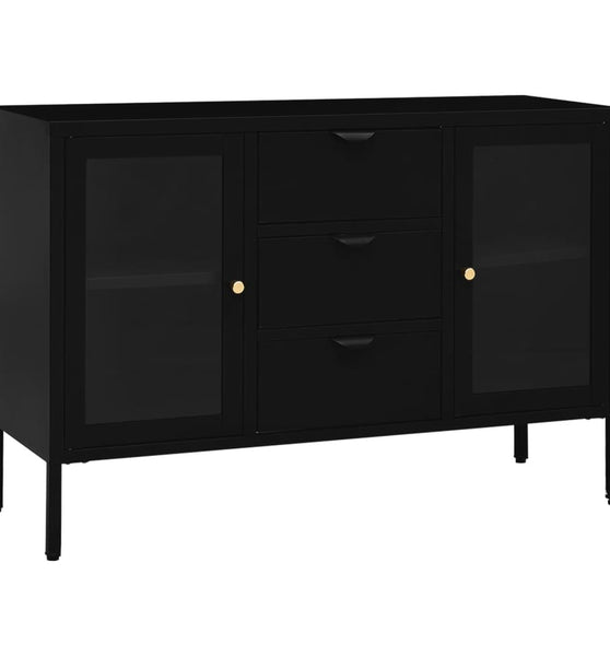 Sideboard Schwarz 105x35x70 cm Stahl und Hartglas