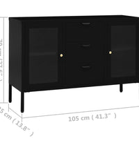 Sideboard Schwarz 105x35x70 cm Stahl und Hartglas