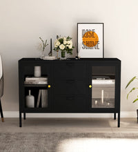 Sideboard Schwarz 105x35x70 cm Stahl und Hartglas