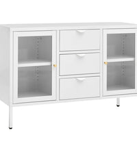 Sideboard Weiß 105x35x70 cm Stahl und Hartglas