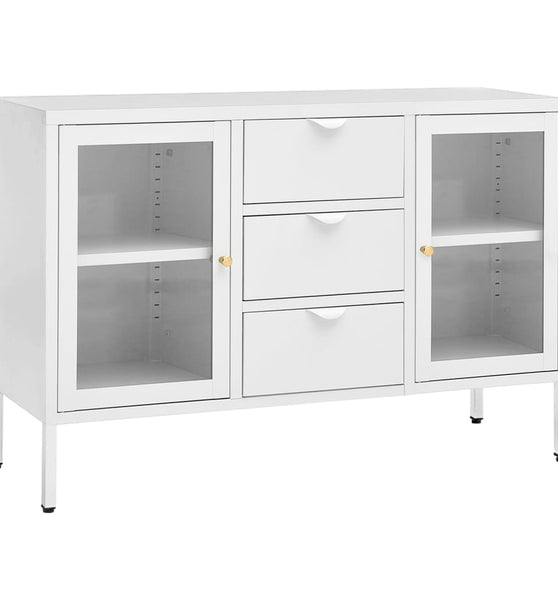 Sideboard Weiß 105x35x70 cm Stahl und Hartglas