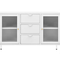 Sideboard Weiß 105x35x70 cm Stahl und Hartglas