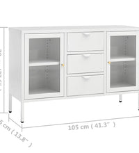 Sideboard Weiß 105x35x70 cm Stahl und Hartglas