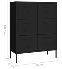 Schubladenschrank Schwarz 80x35x101,5 cm Stahl