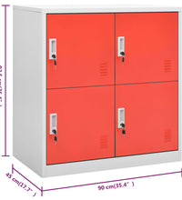 Schließfachschrank Hellgrau und Rot 90x45x92,5 cm Stahl