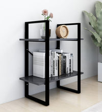 Bücherregal 2 Fächer Grau 60x30x70 cm Holzwerkstoff