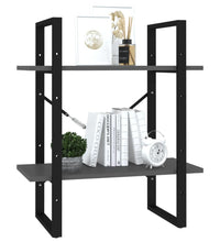 Bücherregal 2 Fächer Grau 60x30x70 cm Holzwerkstoff