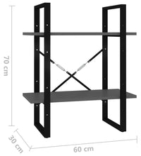 Bücherregal 2 Fächer Grau 60x30x70 cm Holzwerkstoff