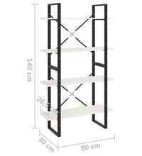 Bücherregal 4 Böden Weiß 80x30x140 cm Massivholz Kiefer