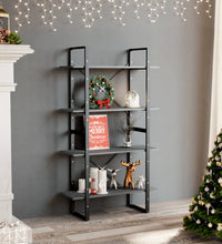 Bücherregal 4 Böden Grau 80x30x140 cm Massivholz Kiefer