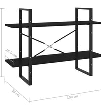 Bücherregal 2 Fächer Schwarz 100x30x70 cm Holzwerkstoff