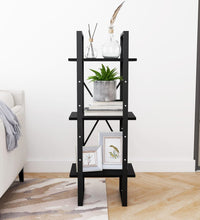 Bücherregal 3 Böden Schwarz 40x30x105 cm Massivholz Kiefer