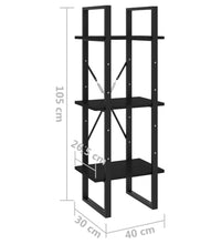 Bücherregal 3 Böden Schwarz 40x30x105 cm Massivholz Kiefer