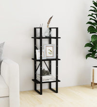 Bücherregal 3 Böden Schwarz 40x30x105 cm Massivholz Kiefer