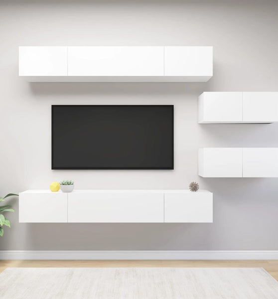 6-tlg. TV-Schrank-Set Weiß Holzwerkstoff