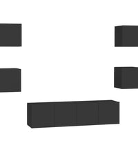 6-tlg. TV-Schrank-Set Schwarz Holzwerkstoff