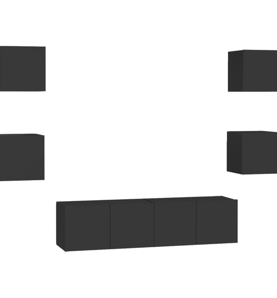 6-tlg. TV-Schrank-Set Schwarz Holzwerkstoff