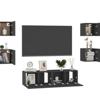 6-tlg. TV-Schrank-Set Schwarz Holzwerkstoff