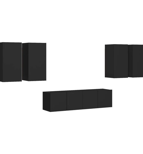 6-tlg. TV-Schrank-Set Schwarz Holzwerkstoff