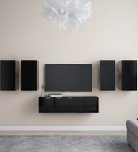 6-tlg. TV-Schrank-Set Schwarz Holzwerkstoff