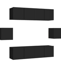 6-tlg. TV-Schrank-Set Schwarz Holzwerkstoff