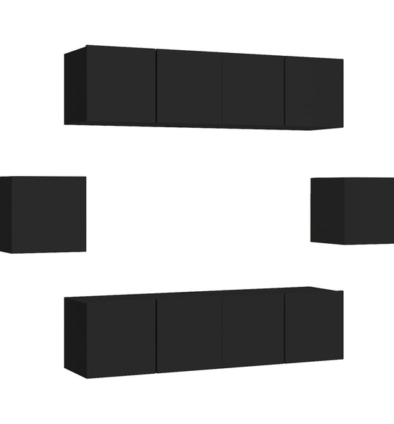 6-tlg. TV-Schrank-Set Schwarz Holzwerkstoff