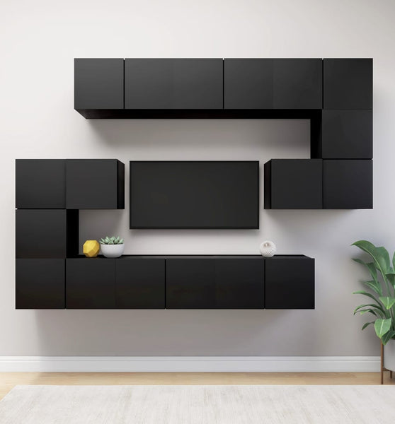 10-tlg. TV-Schrank-Set Schwarz Holzwerkstoff