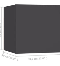 TV-Wandschränke 8 Stk. Grau 30,5x30x30 cm