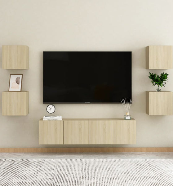 6-tlg. TV-Schrank-Set Sonoma-Eiche Holzwerkstoff