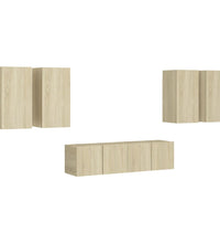 6-tlg. TV-Schrank-Set Sonoma-Eiche Holzwerkstoff