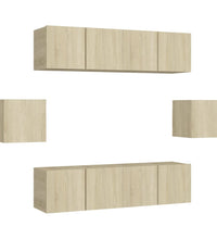 6-tlg. TV-Schrank-Set Sonoma-Eiche Holzwerkstoff