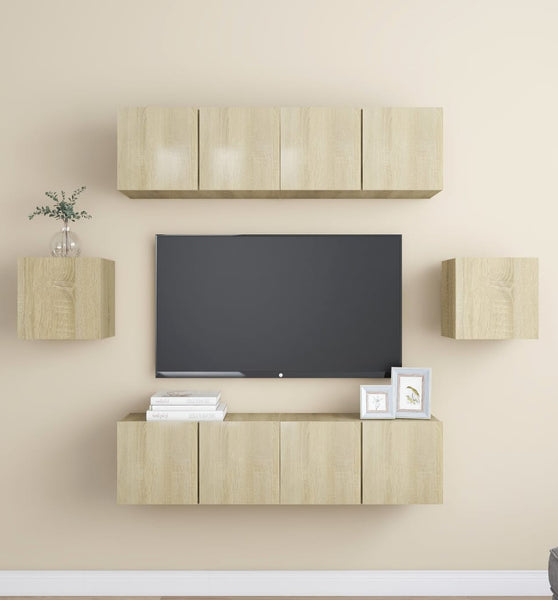 6-tlg. TV-Schrank-Set Sonoma-Eiche Holzwerkstoff