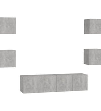 6-tlg. TV-Schrank-Set Betongrau Holzwerkstoff