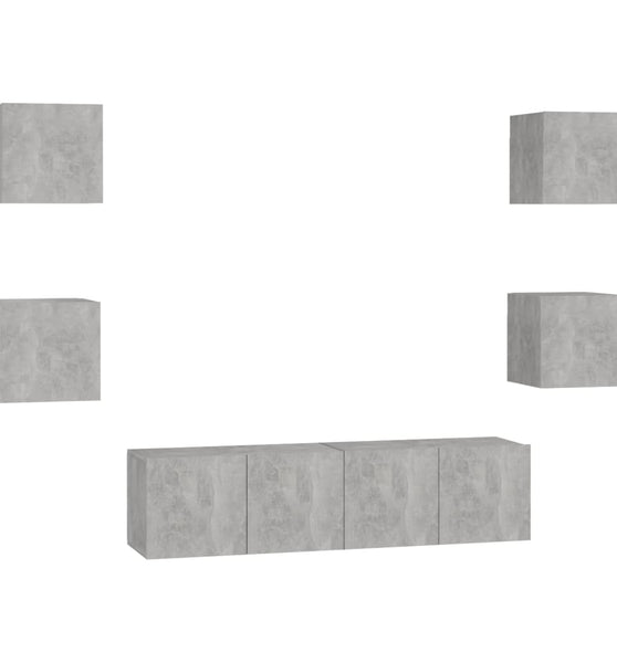 6-tlg. TV-Schrank-Set Betongrau Holzwerkstoff
