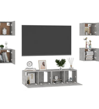 6-tlg. TV-Schrank-Set Betongrau Holzwerkstoff