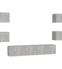 6-tlg. TV-Schrank-Set Betongrau Holzwerkstoff