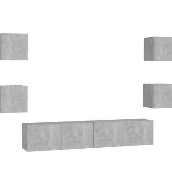 6-tlg. TV-Schrank-Set Betongrau Holzwerkstoff