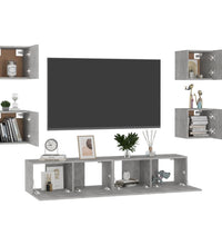 6-tlg. TV-Schrank-Set Betongrau Holzwerkstoff