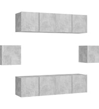 6-tlg. TV-Schrank-Set Betongrau Holzwerkstoff