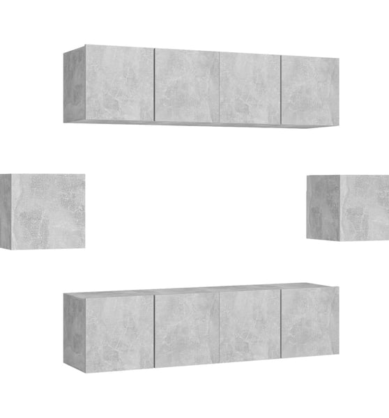 6-tlg. TV-Schrank-Set Betongrau Holzwerkstoff